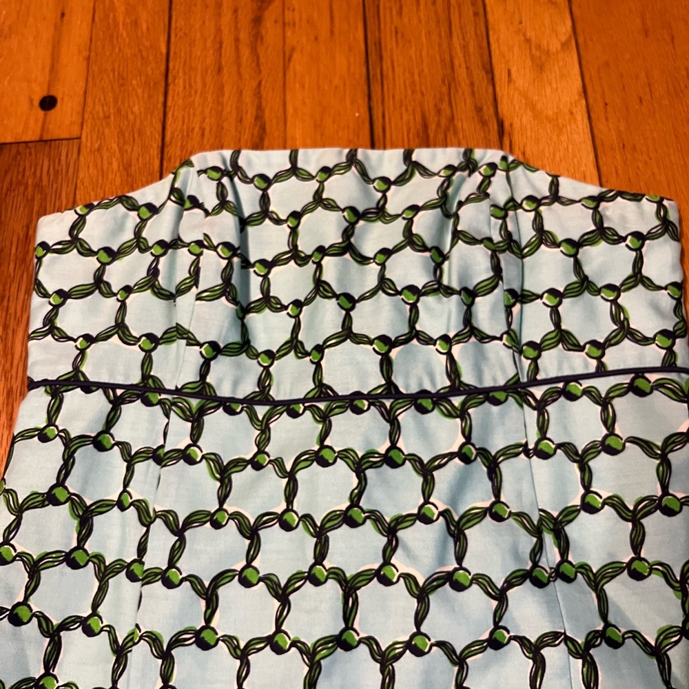 Lilly Pulitzer Strapless Mini Dress in Light Blue and Navy with Green Border - Picture 7 of 11